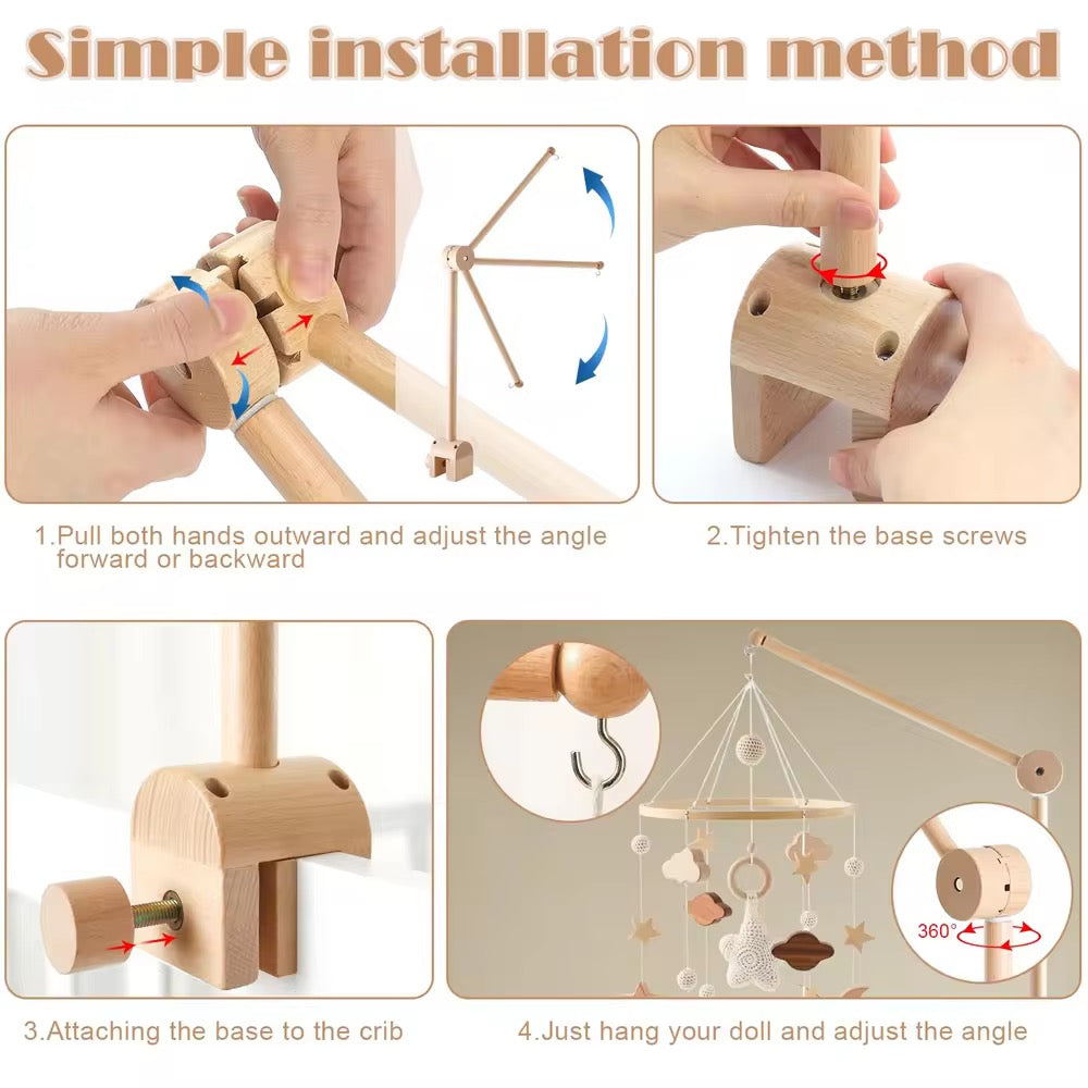 Wooden Baby Crib Mobile Holder/ Arched Bed Bell Holder - Thefirstgiggles