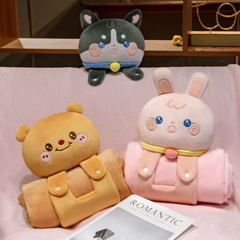 2-in-1 Hugging Pillow Blanket including Animal Plush Toy - Thefirstgiggles